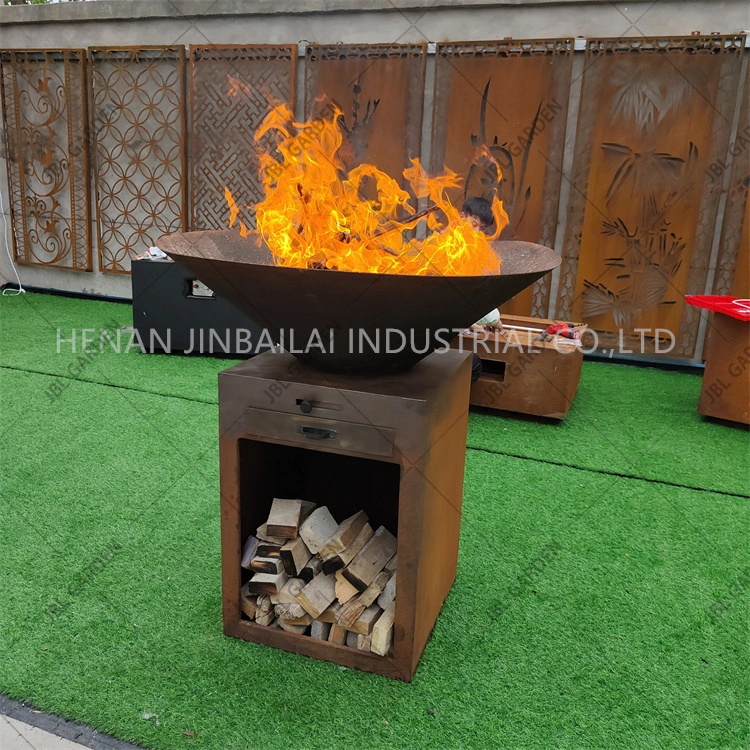 Corten Charbroiler Firpit BBQ with Stainless Steel Grill