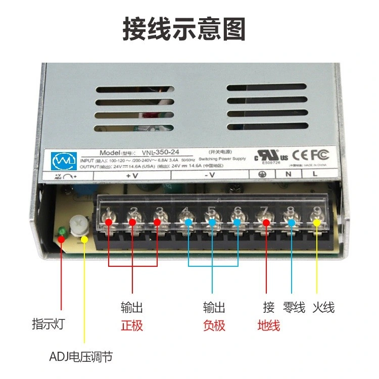 AC/DC 350W PFC Fuente de alimentación de conmutación para la protección de temperatura