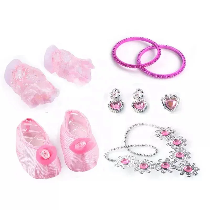 Fashion Girls Beauty Dressing up Pretend Play Toy Princess Shoes Jewelry Toys Set for Kids