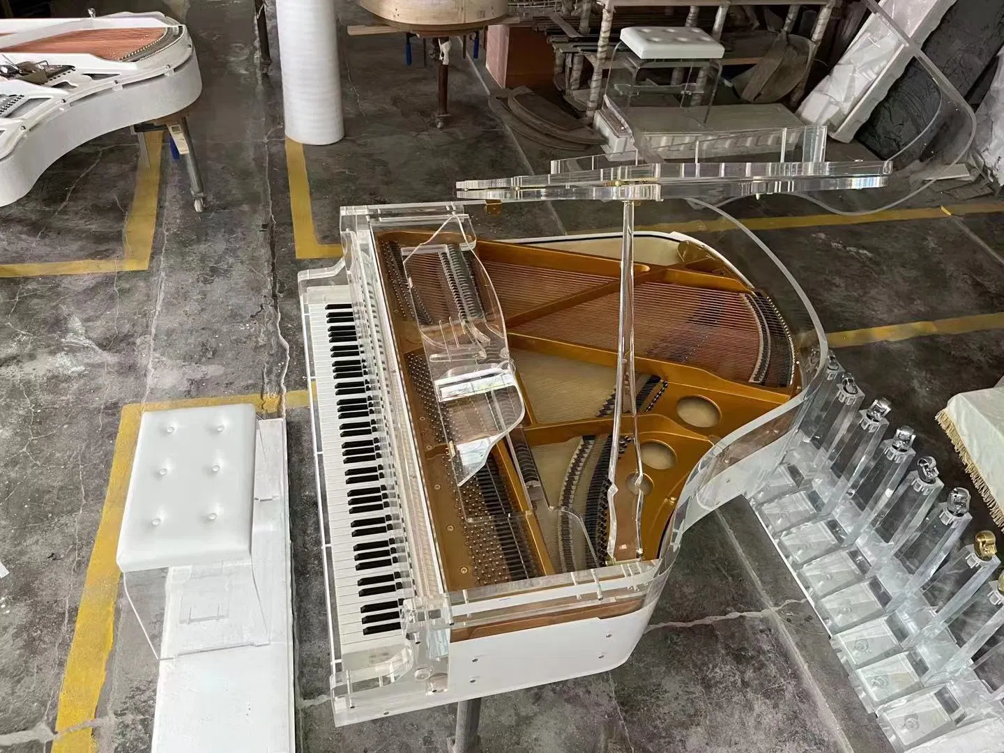 Custom Concert Hotel Style High-End Professional Transparent Acrylic Crystal Glass Grand Piano with LED Lights