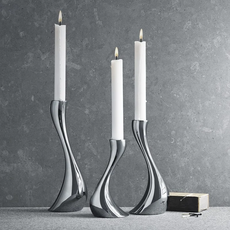 American Elegant Luxury Candleholder Curved Candle Holders Gifts Silver Decor Ceramic Candlestick