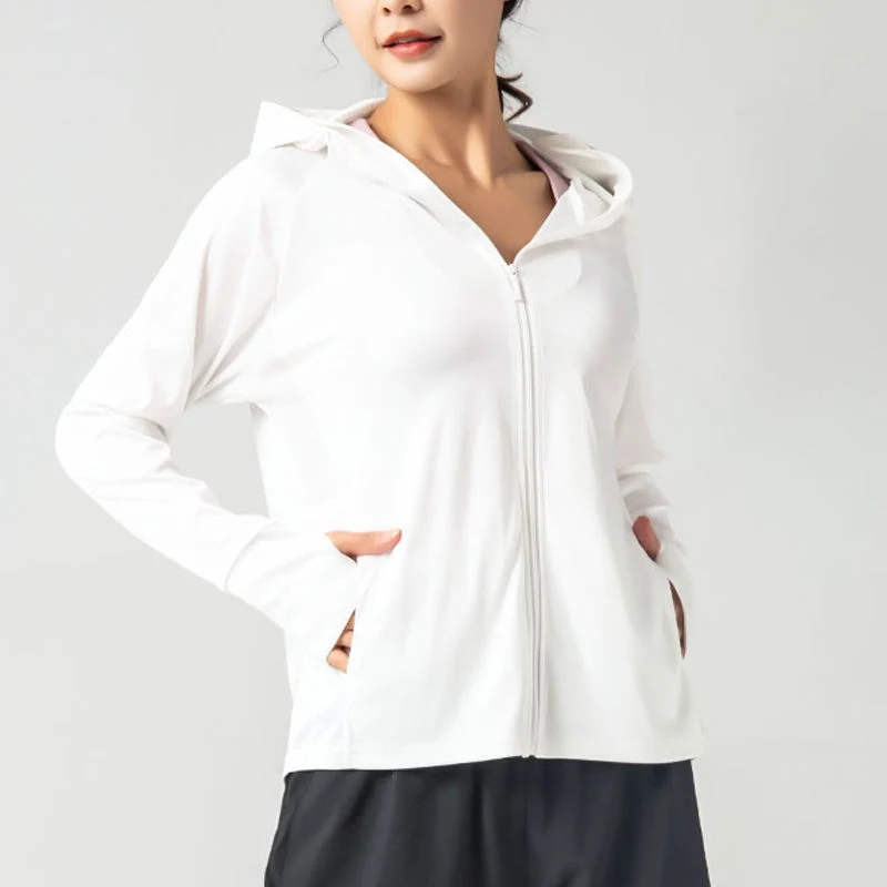 High quality/High cost performance  Zip up Gym Wear Breathable UV Sun Protection Hoodie Women Sun-Protective Clothing