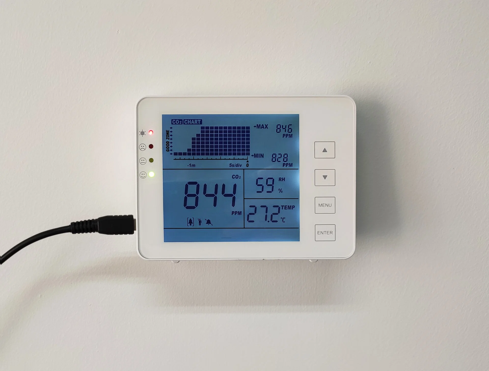 Monitor de sobremesa IAQ CO2, registradores de datos Medidor de dióxido de carbono con tarjeta de memoria 2GB incorporada