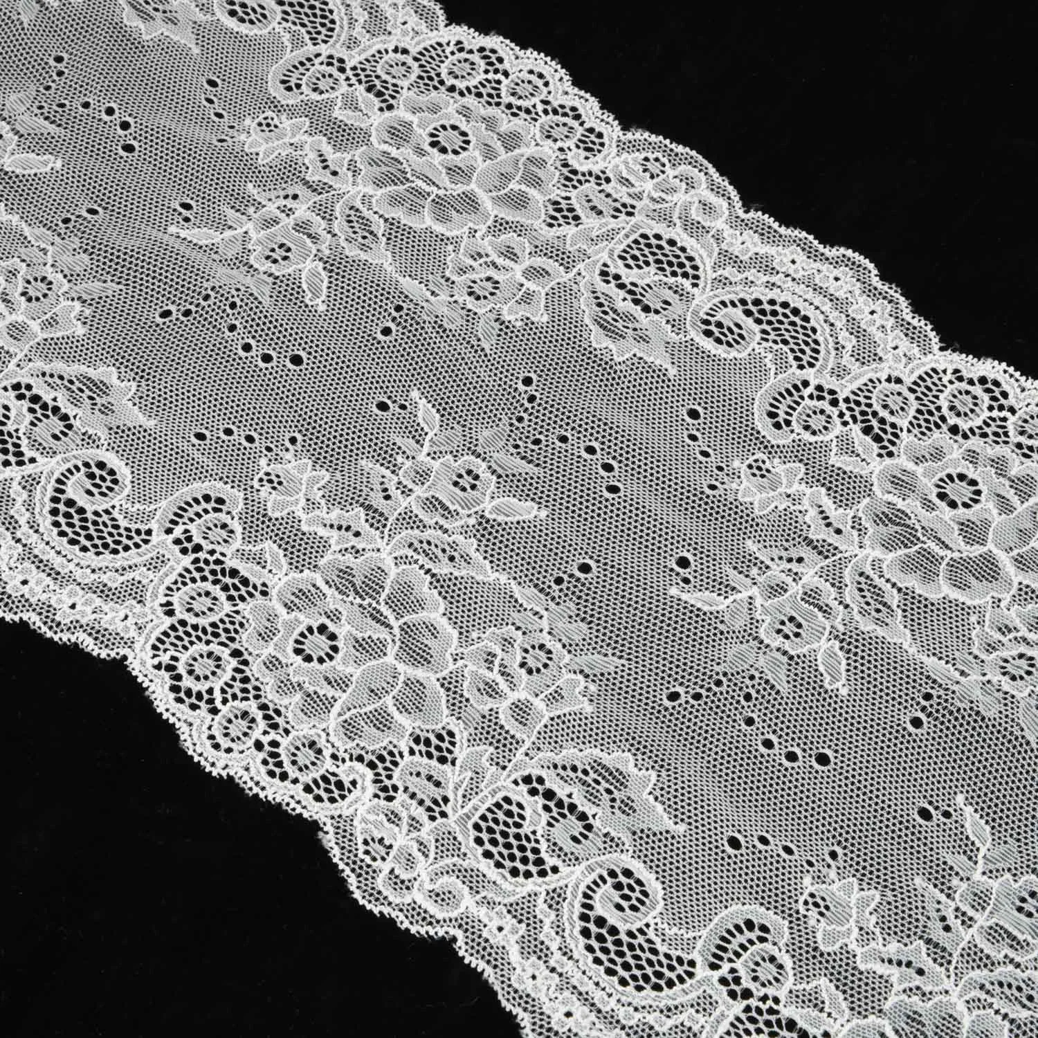 High Quality Custom Factory Elastic Nylon Knitted Garment Lace Tricot Lace Trim