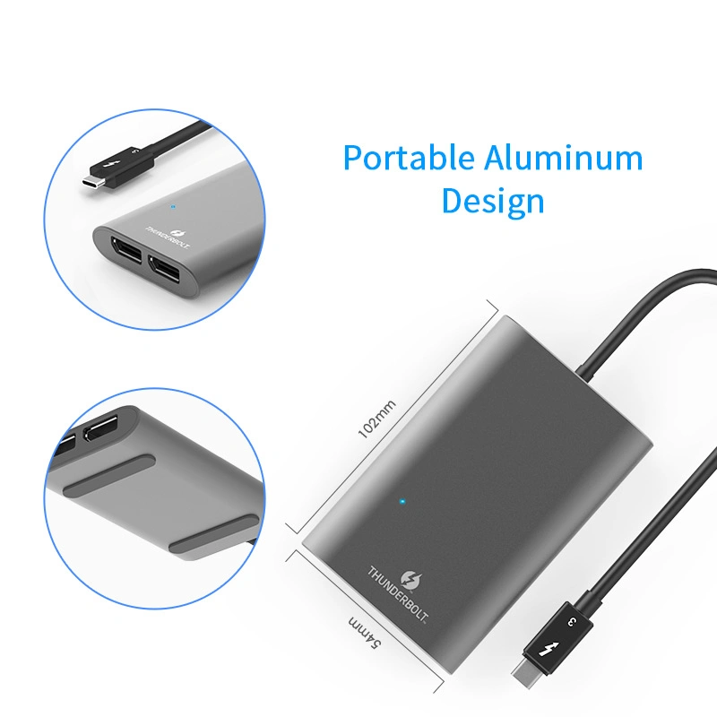 Monitor Thunderbolt ™ 3 para Dual DisplayPort, fabricante certificado pela Intel Adaptador