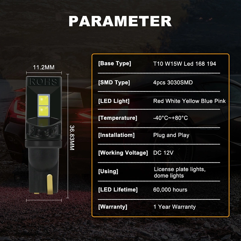 T10 Width Lamp 3030 4SMD Canbus Car Instrument Light License Plate Light