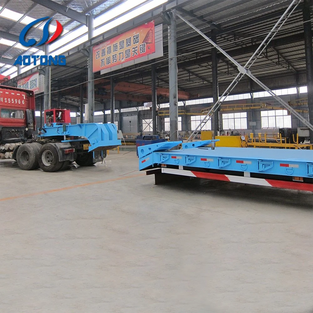 3/4/5 Axles 50 80tons Steering Extendable Drop 4 Axle 16m Lowbed Low Bed Semi Truck Trailer