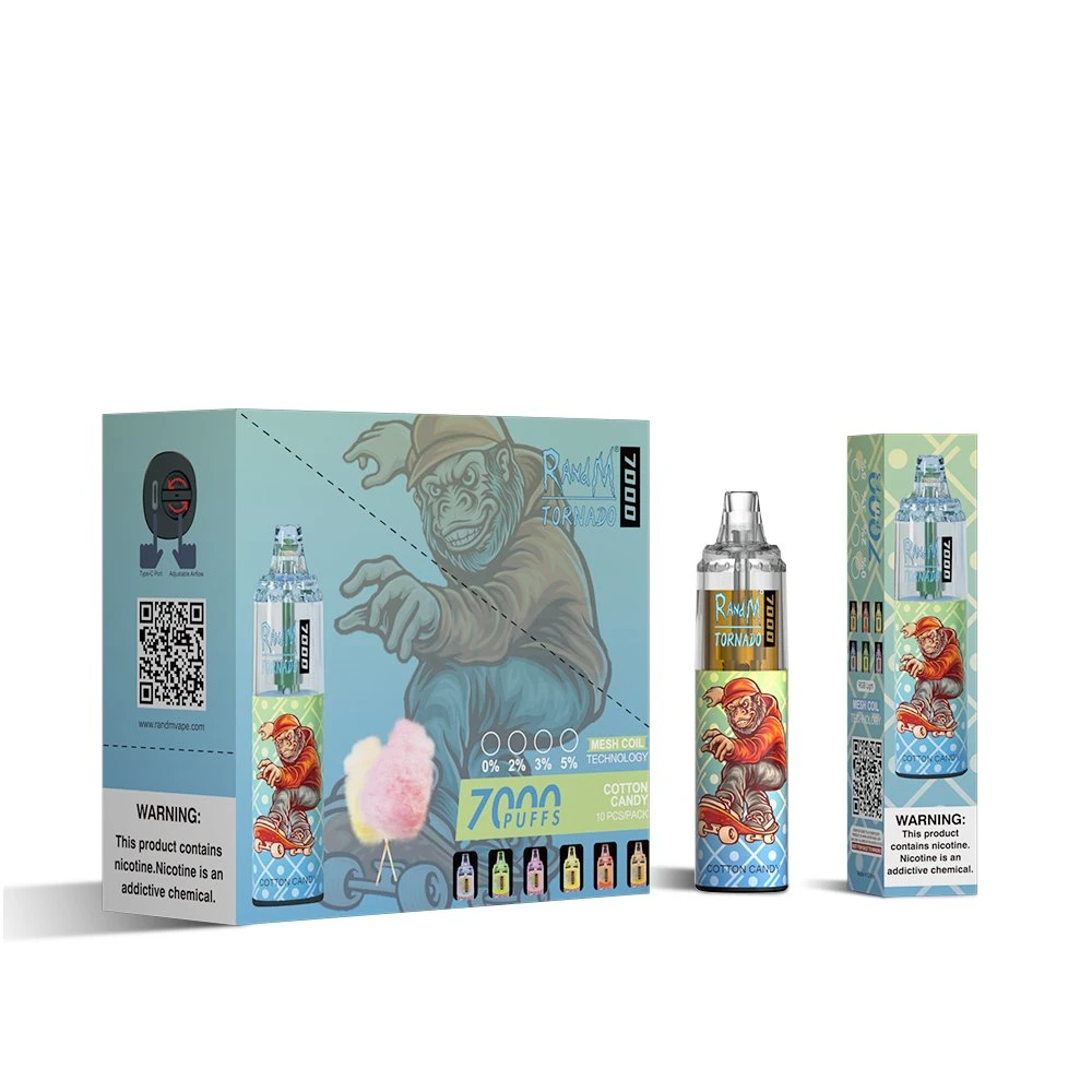 Fabricante Hot Sale RGB Light Randm tornado 7000 Puffs descartáveis Vape