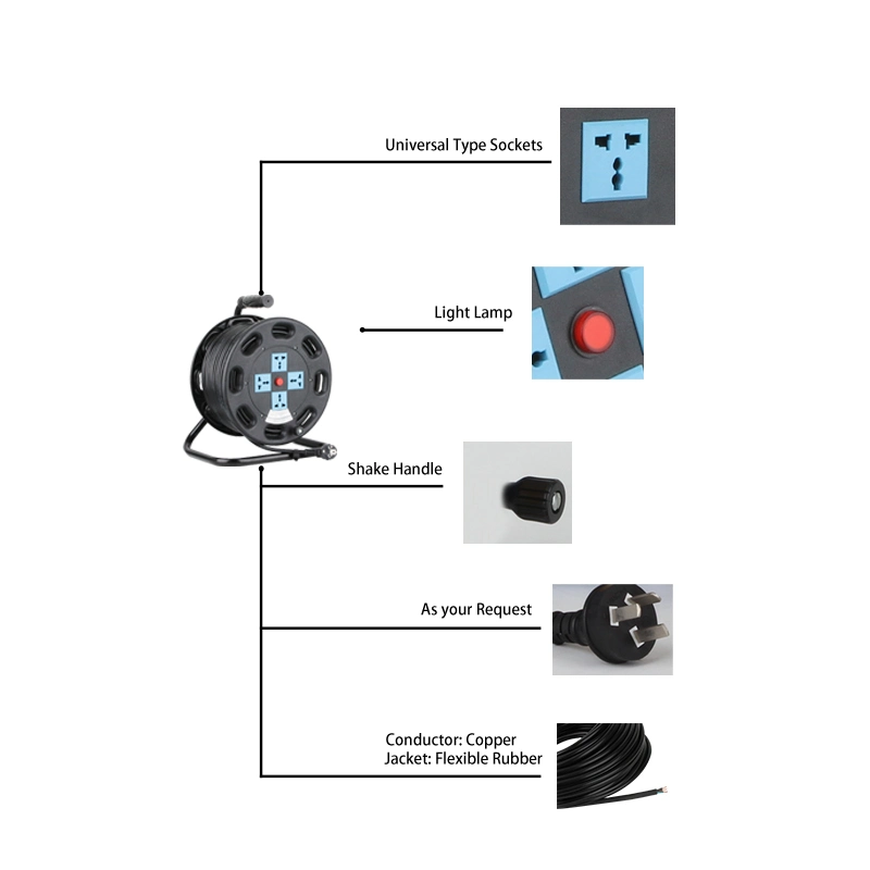 4 vías conectores hembra plástico 50m cable de extensión tambor carrete caliente Venta en el extranjero