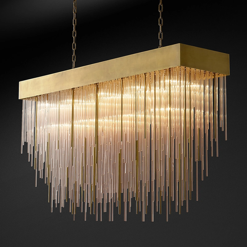 Casa decorativa LED em LED Pendant Luxury da Tassel rectangular Luminária de Design de Quarto personalizada