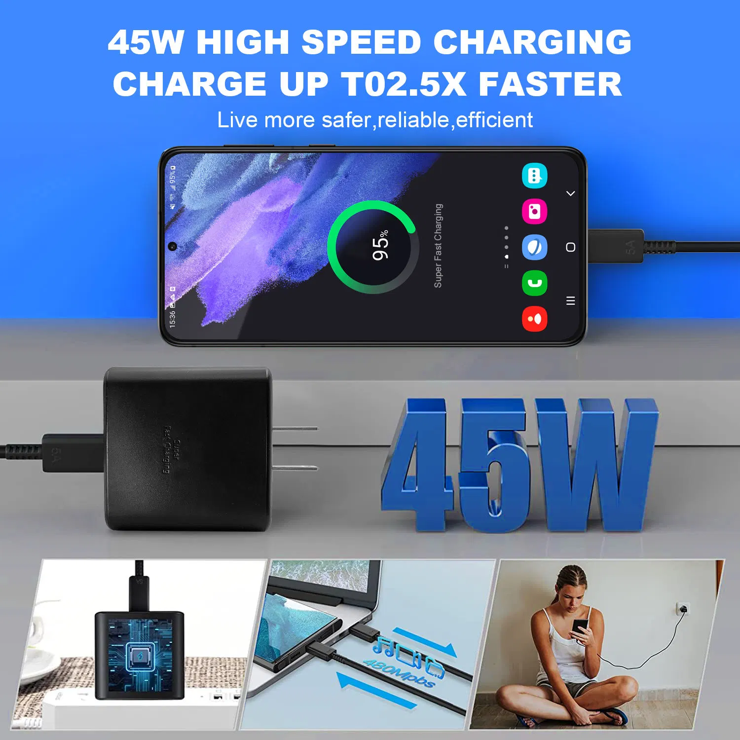 Customized Us USB Type C 45W Pd Fast Charger Kit