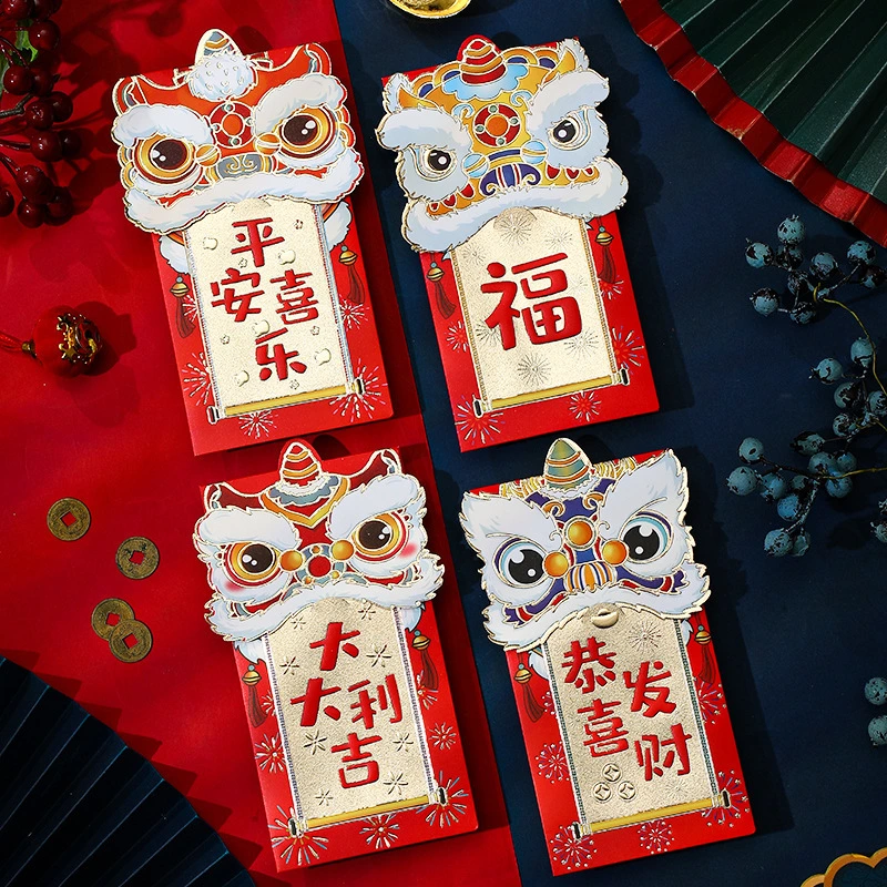 Wholesale Cartoon Lucky Money Red Envelopes or Red Pockets with 3D Lion Design