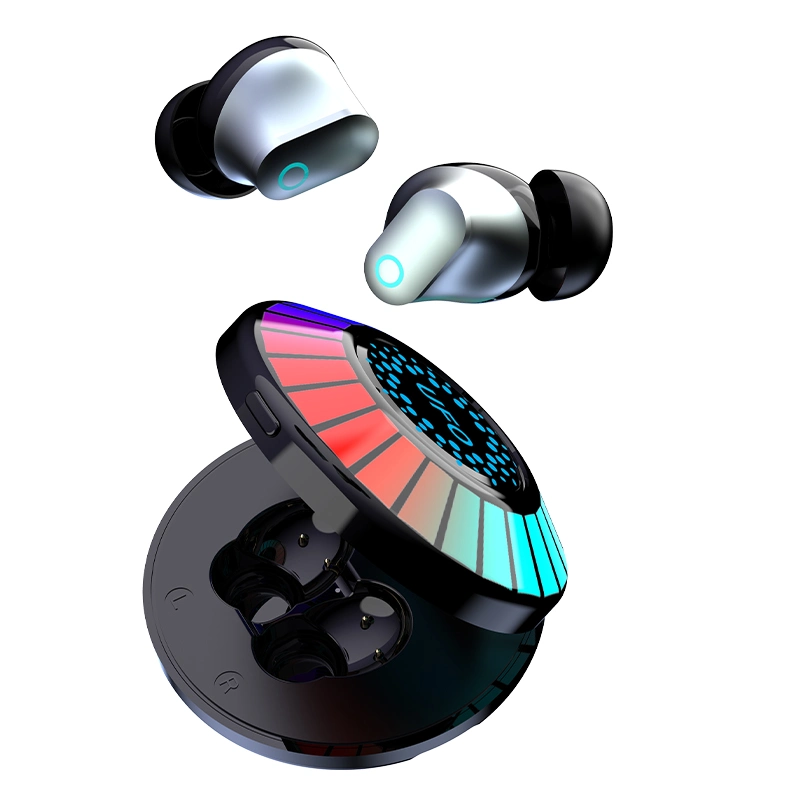 Casque de jeu sans fil véritable avec affichage LED couleur style OVNI, écouteur stéréo Bt5.3