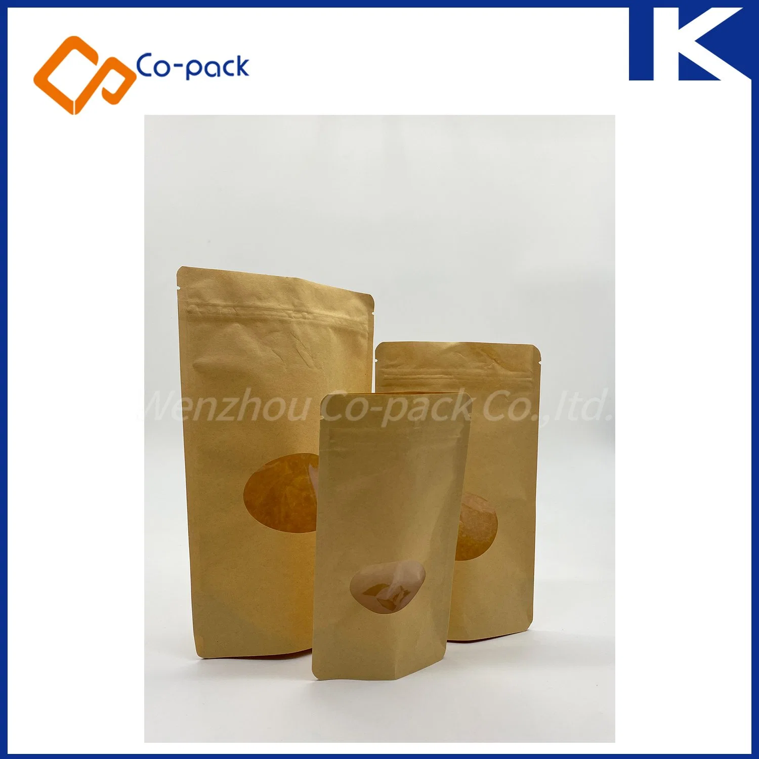 Eco-Friendly Kraft Biodegradable Stand up Pouch Resealable Food Packaging Bag