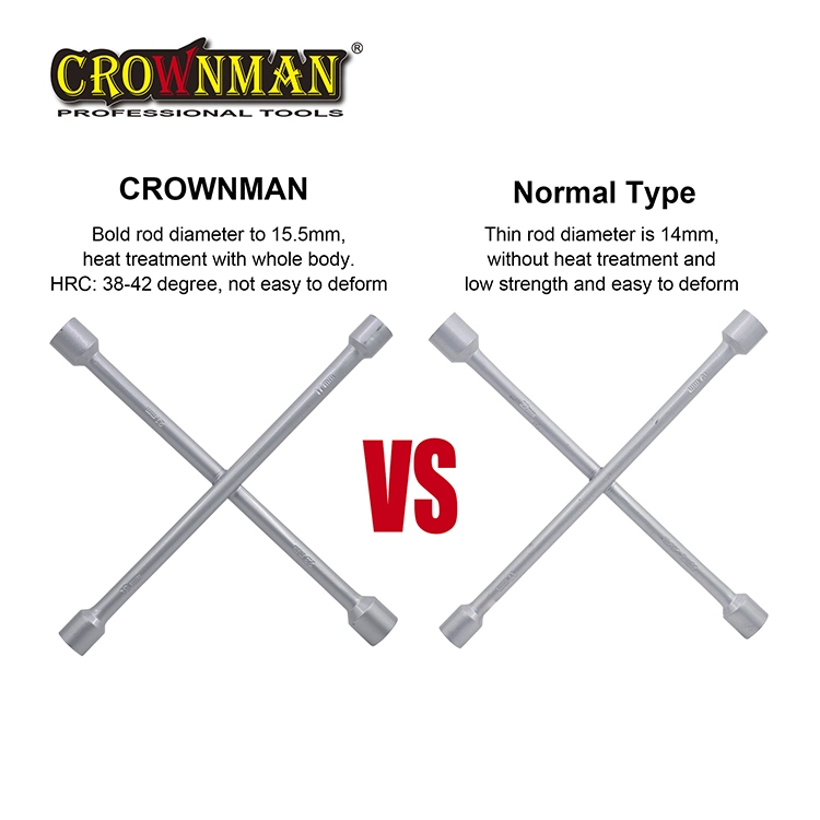 Crownman Hand Tools, 14" Carbon Steel Cross Rim Wrench for Wheel Repairing