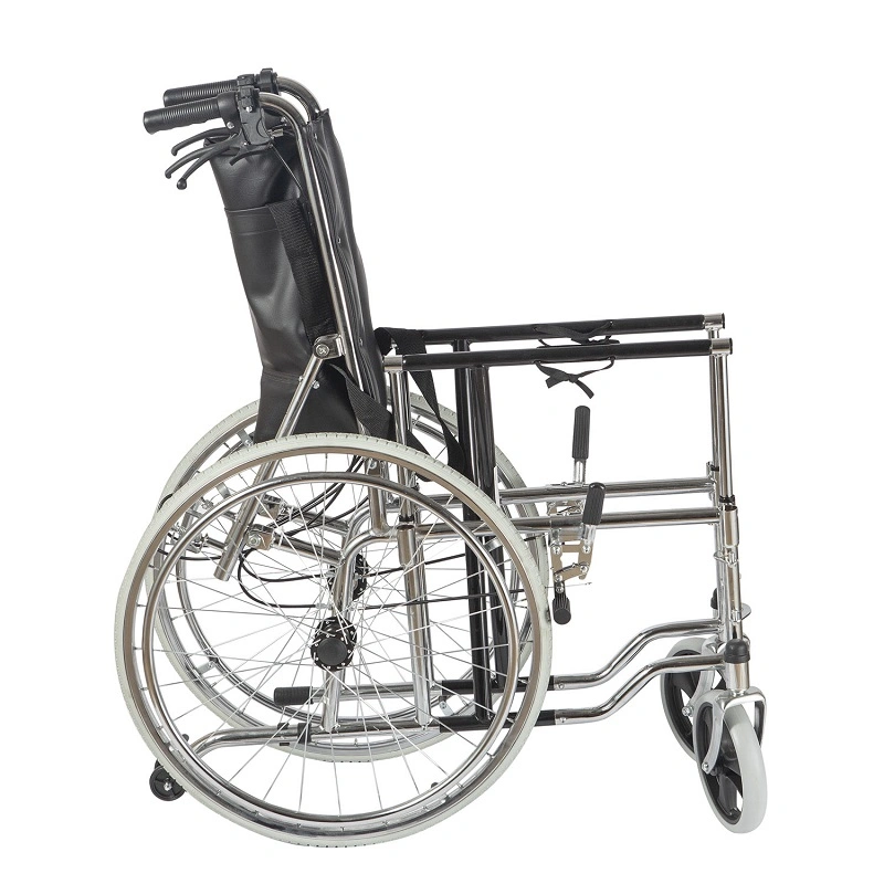 New Manual Lock Safe Elderly Transport Handbrake Wheelchair Foldable Lightweight Wheelchair