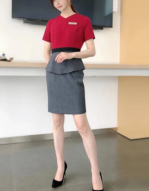 Workwear Professional Customized Red Spatunic Uniforms Beauty Salon Workwear Uniform for Star Hotel Clothing