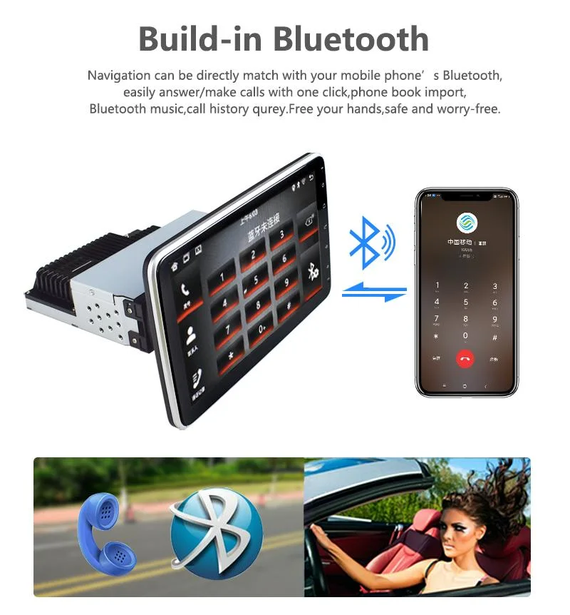 1 Universal DIN Rádio do Carro Aluguer com rotação de 360 Estéreo Rádio leitor de DVD de navegação GPS 10.1 polegadas rodando o Android Aluguer de carro de Tela Leitor Multimédia