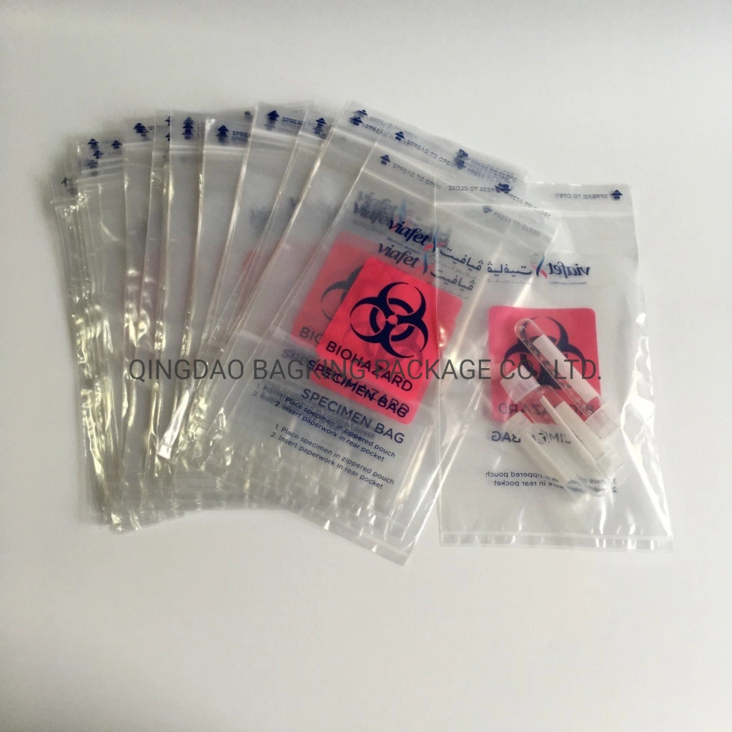 6X9inch Medical/Lab Use 3 Wall/4 Wall 95kpa Zip Bloqueie os sacos de transporte de amostras de risco biológico citotóxico com a almofada ABSORB