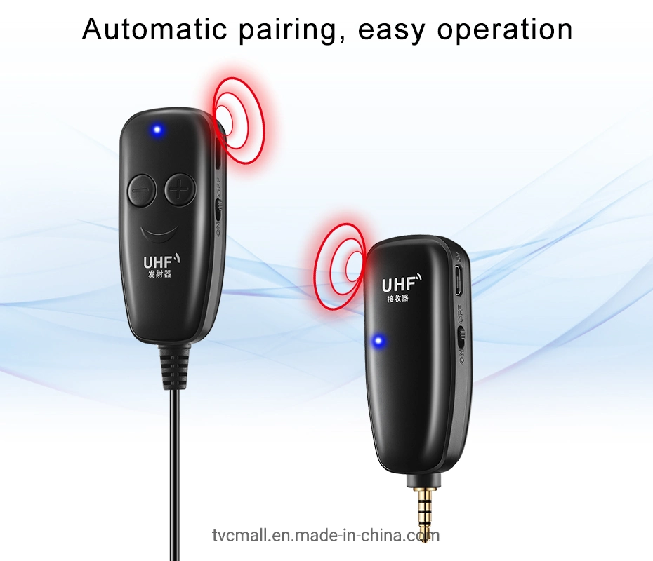 UHF 50m Interview Voice Recording Mic System Speaker Wireless Lavalier Lapel Microphone for iPhone Android DSLR Camera