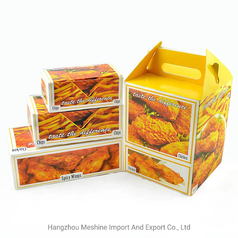 Customized Size Disposable Food Paper Lunch Box Take Away Fried Chicken Cardboard Containers Disinfected Sanitary Paper Boxes