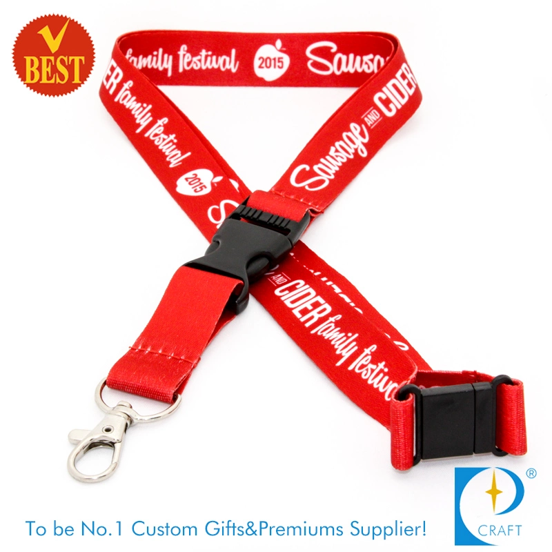 Haute qualité de la Chine rouge imprimé par sublimation thermique de transfert de chaleur longe avec boucle de ceinture de sécurité le clip pour cadeaux promotionnels