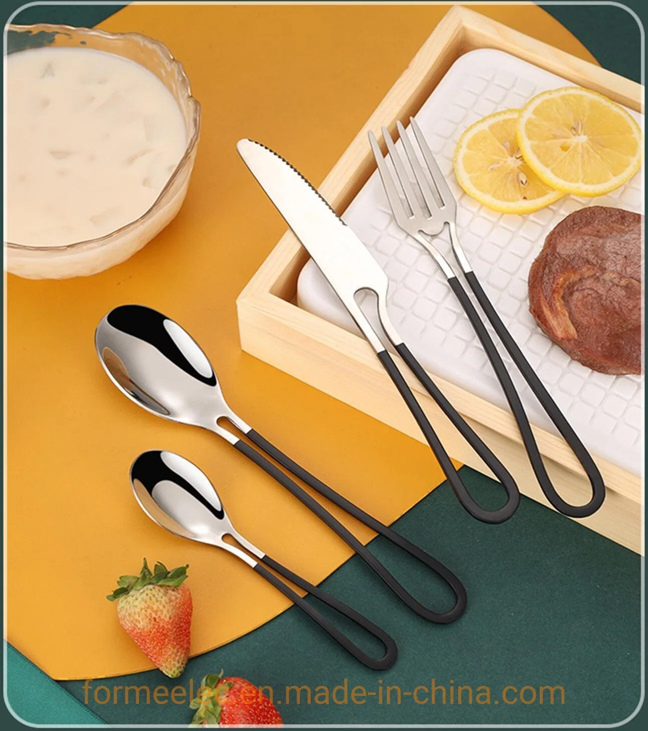 Flatware Hollow Handle Dinnerware Set 4 Pieces Tableware Dinner Knife Fork Spoon Cutlery Set