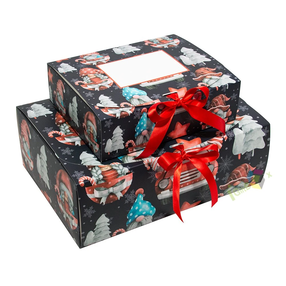 Diseño de Logotipo personalizado Flat Pack Caja de regalo con papel de cierre de cinta