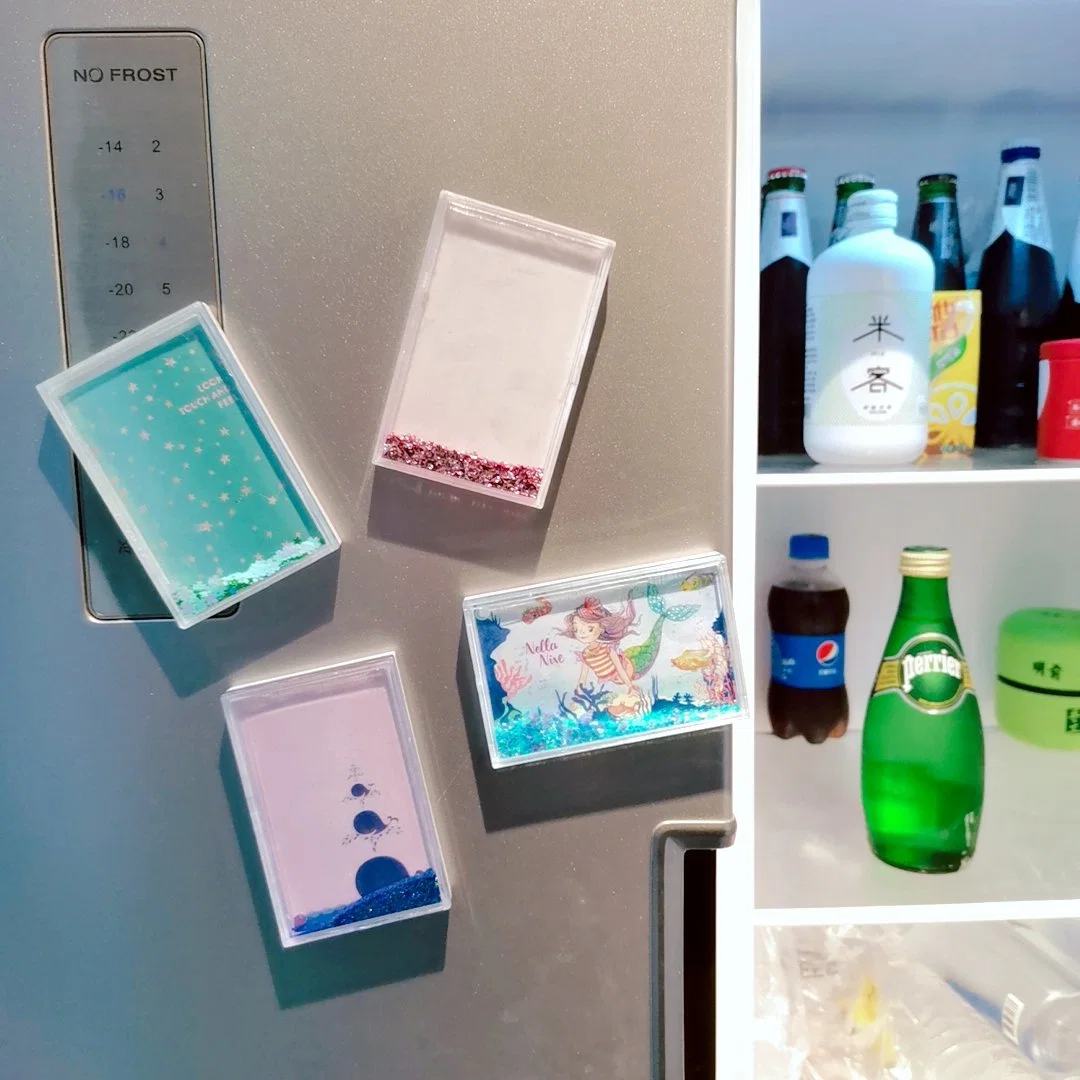 Photo Frame Refrigerator Fridge Magnets with Glitter and Water