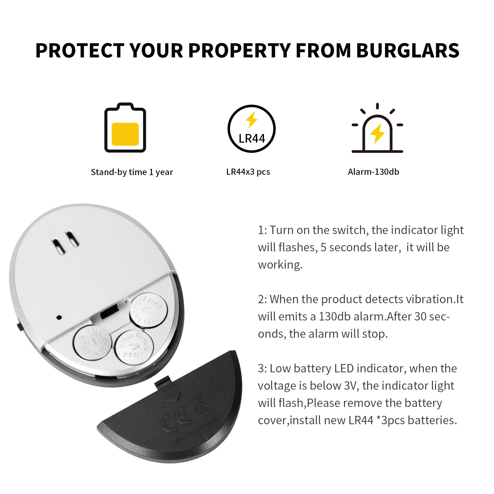 Anti Theft Fenster Tür Alarm Tür Vibration Alarme für zu Hause Sicherheit