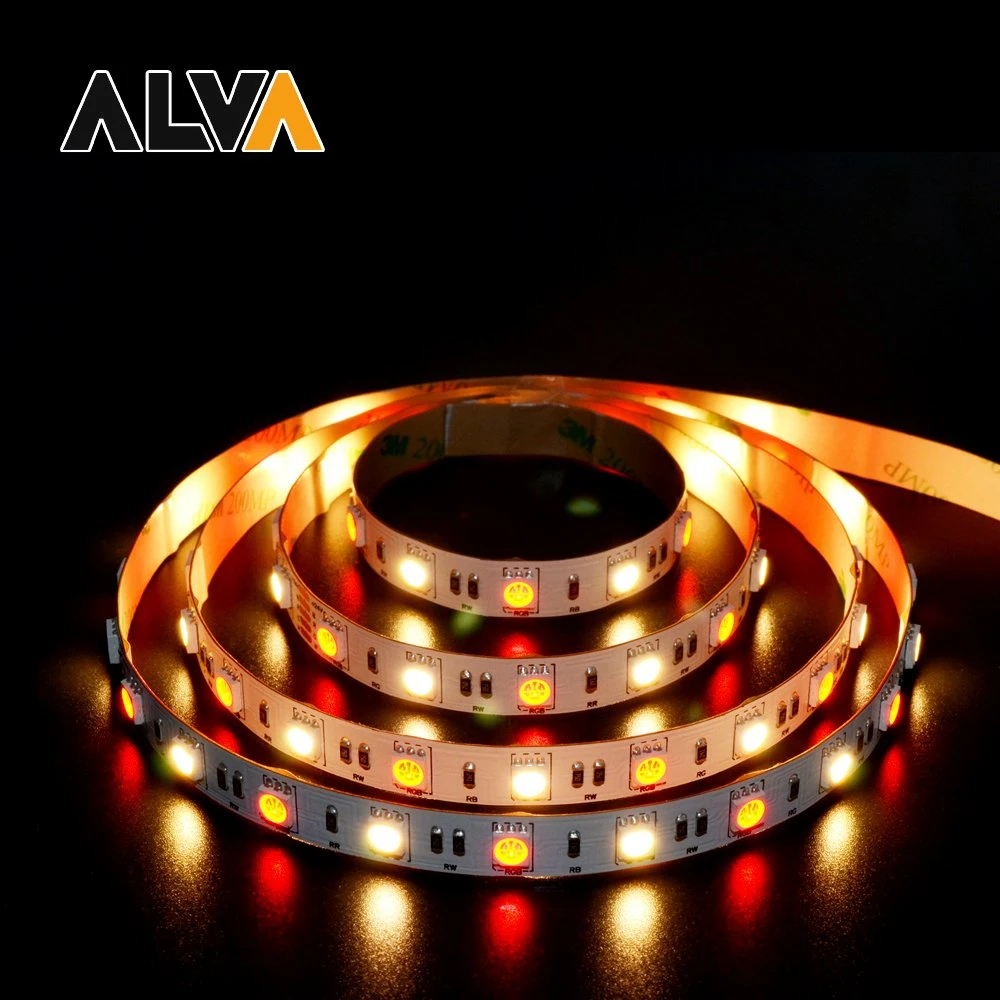 60PCS/M RGB+W SMD5050 Flexible Rope Light 12V 24V LED Strip with TUV CE, IEC