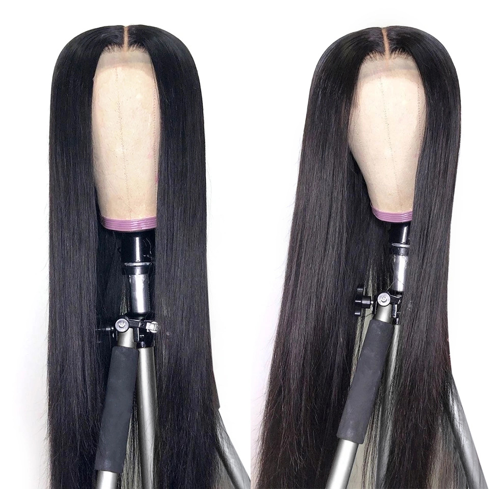 Middle Part Lace Wig 30inch T Part Straight Lace Part Wig 13*1 Remy Brazilian Straight Human Hair Wig Pre Plucked with Baby Hair