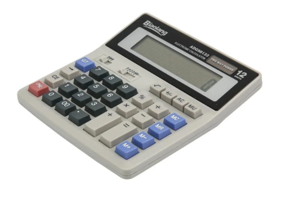 Calculadora de secretária de 12 dígitos com fonte de alimentação de bateria para uso geral da M&amp;G. Com chaves de computador grandes