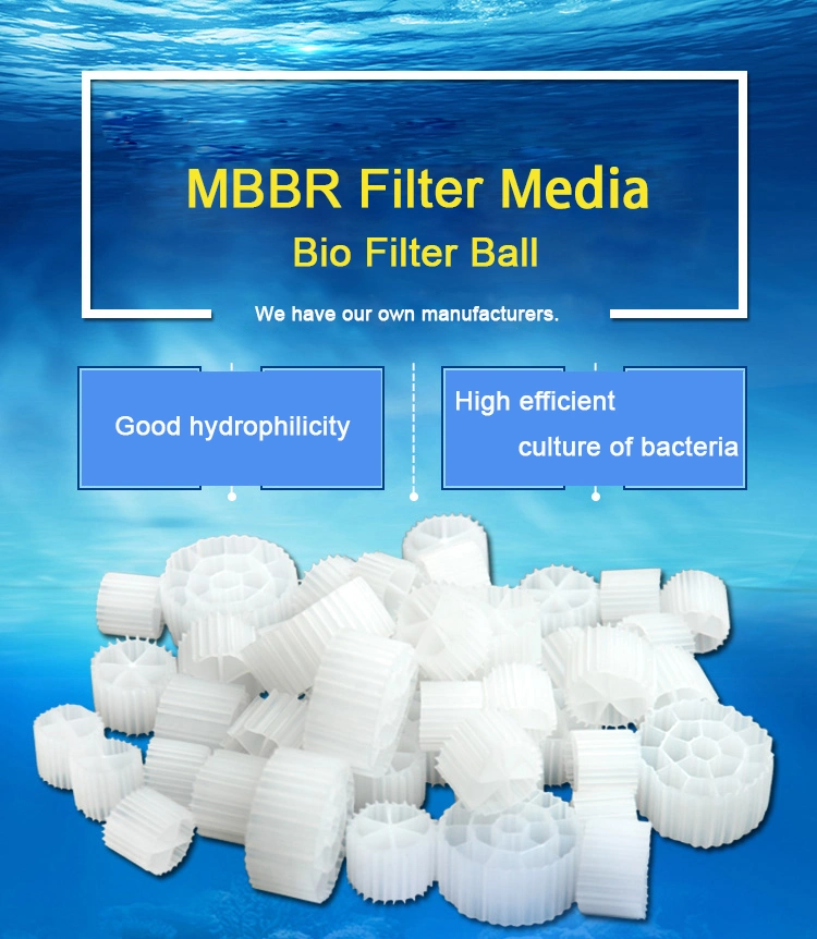 Buena Hydrophilicity material filtrante del filtro de bola Bio plástico Mbbr Medios de Comunicación para el tratamiento de aguas residuales