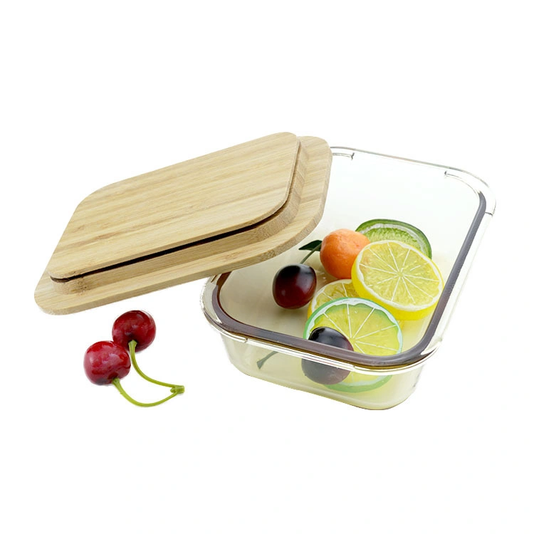 Hohe Borosilikatglas Mahlzeit Food Container Glas Lunch Boxen mit Bambusdeckel