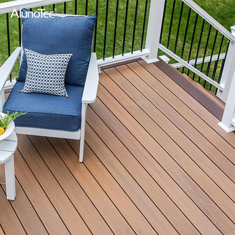 AlunoTec Solid Wood Plastic Composite WPC Flooring Engineered Hollow Extruded Decking