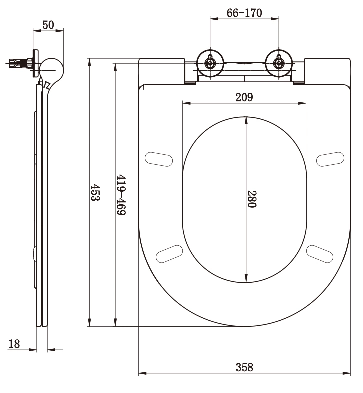 Universal D-förmigen Standard UF Soft schließen Toilettensitz Bezug In schlankem Design