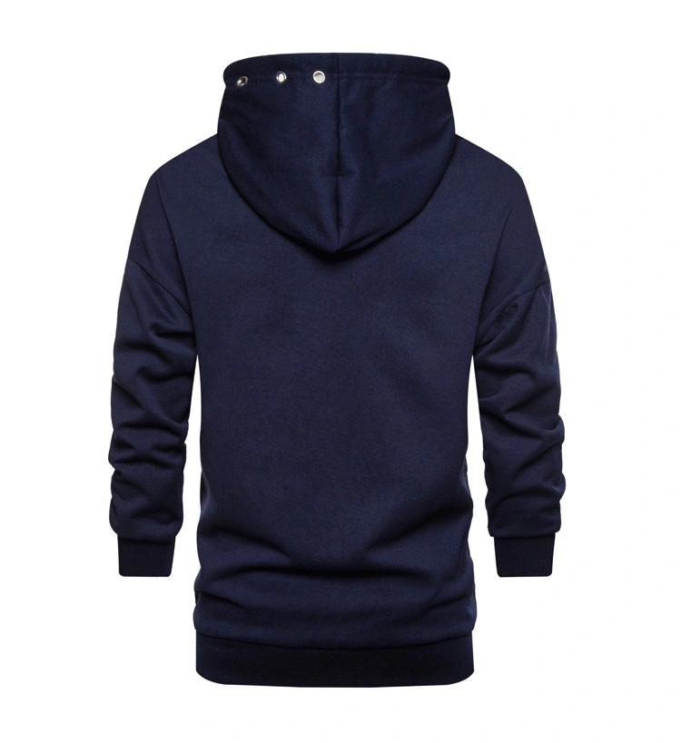 Custom Men Navy Pullover Streetwear Unisex Gym Fitness Cotton Hoodie Sweater Shirt with Eeylet Deroraction