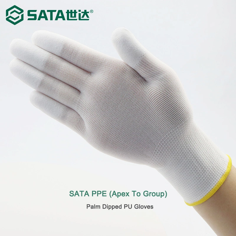 SATA PPE (Apex To Group) Good Wear Resistance and Air Permeability Palm Dipped PU Gloves