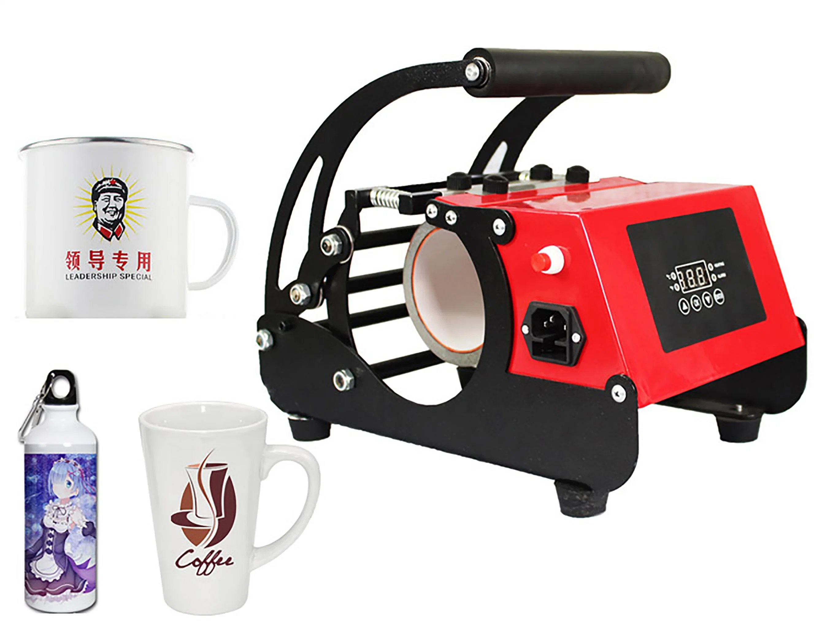 آلة الطباعة ذات اللون الأحمر بلون أحمر اللون Mug Heat Transfer Machine Red Model Thermochromic آلة الصحافة الحرارية القلاب الخاصة بكأس القهوة