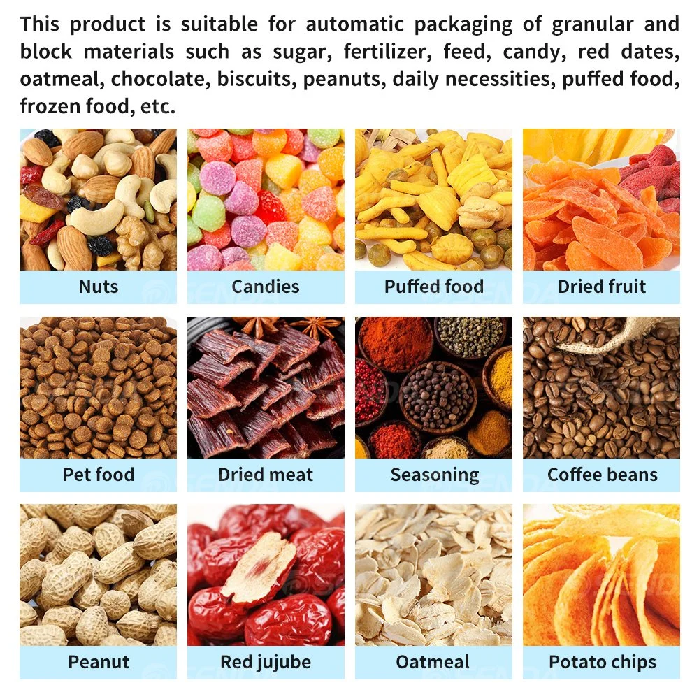 Vffs Combination Scare Vertical Particles/Peanuts/Beans/Pet Food/Oatmeal/Chips Snack Packing Machine