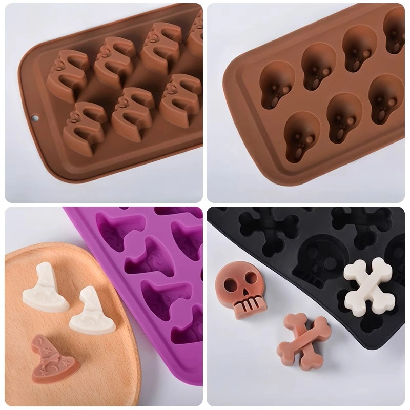 Halloween Chocolate Silicone Mold Pumpkin Skull Bat Ice Cube Custard Pudding DIY Candy Baking Mold