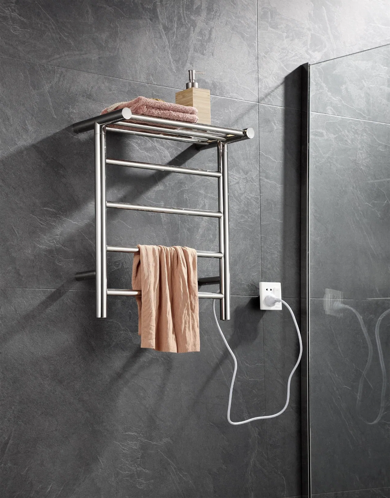 Calienta Toallas, acero inoxidable Electric Wall-Mounted calentador de toallas para baño