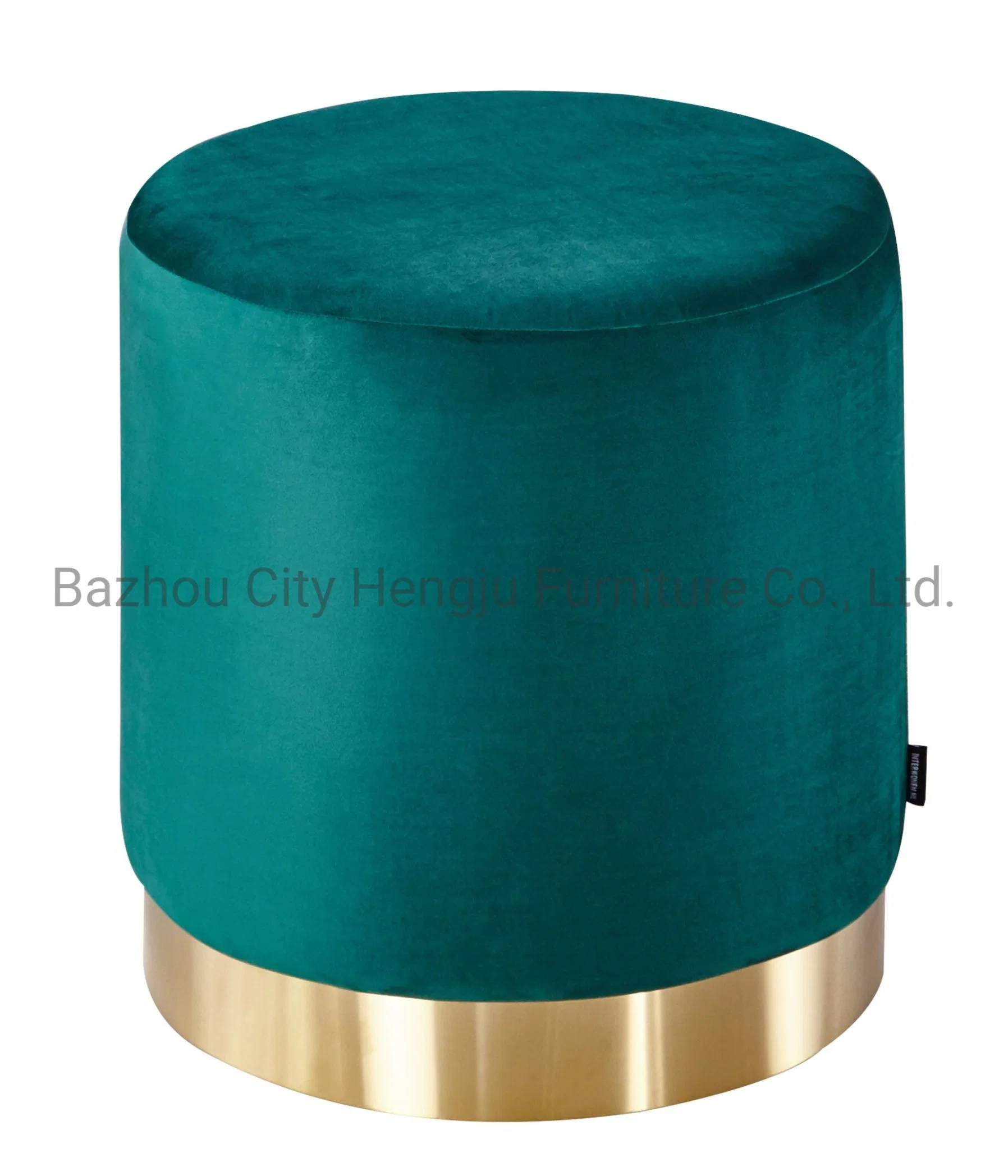 Factory Price Modern Living Room Furniture Bedroom Fabric Round Velvet Stool Ottoman