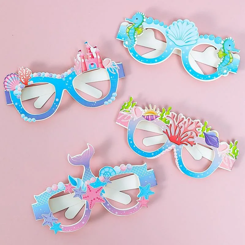 Mermaid Photo Booth Props Gifts Party Paper Glasses Mermaid Birthday Party Decorations