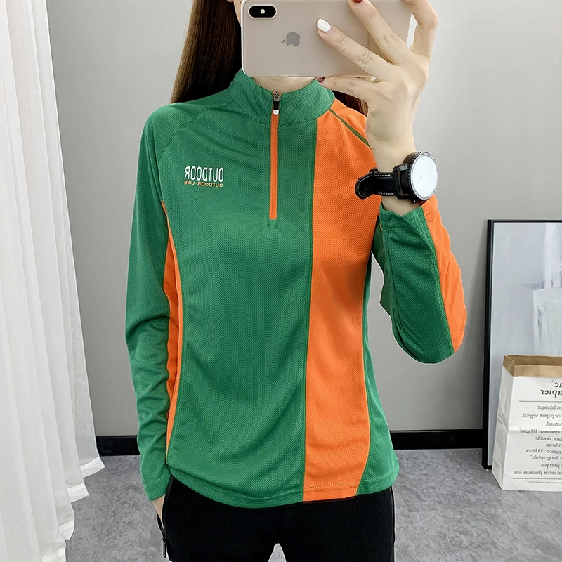 New Color-Blocking Slim Long-Sleeved Women's Sports Wear and Fitness Running