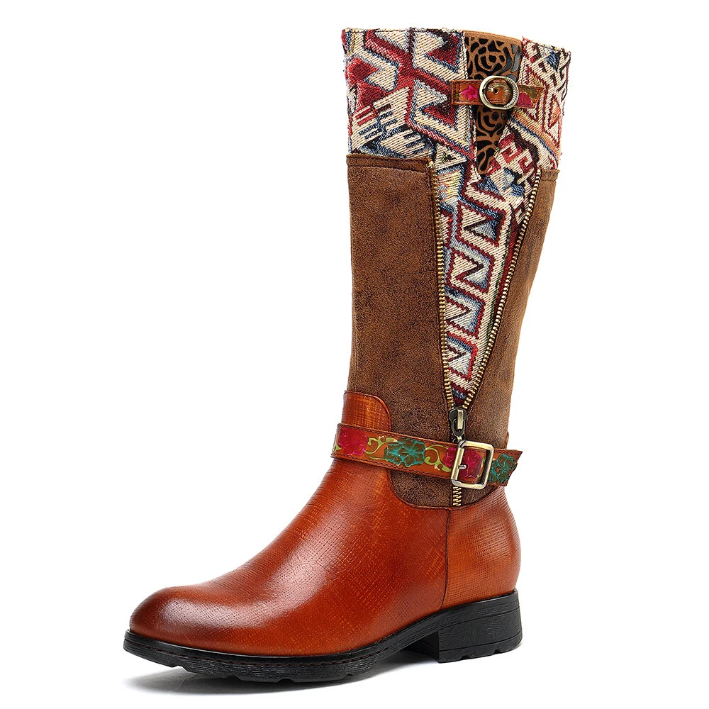 New Bohemian Leather Boots Non-Slip Rubber out-Sole Handmade Shoes