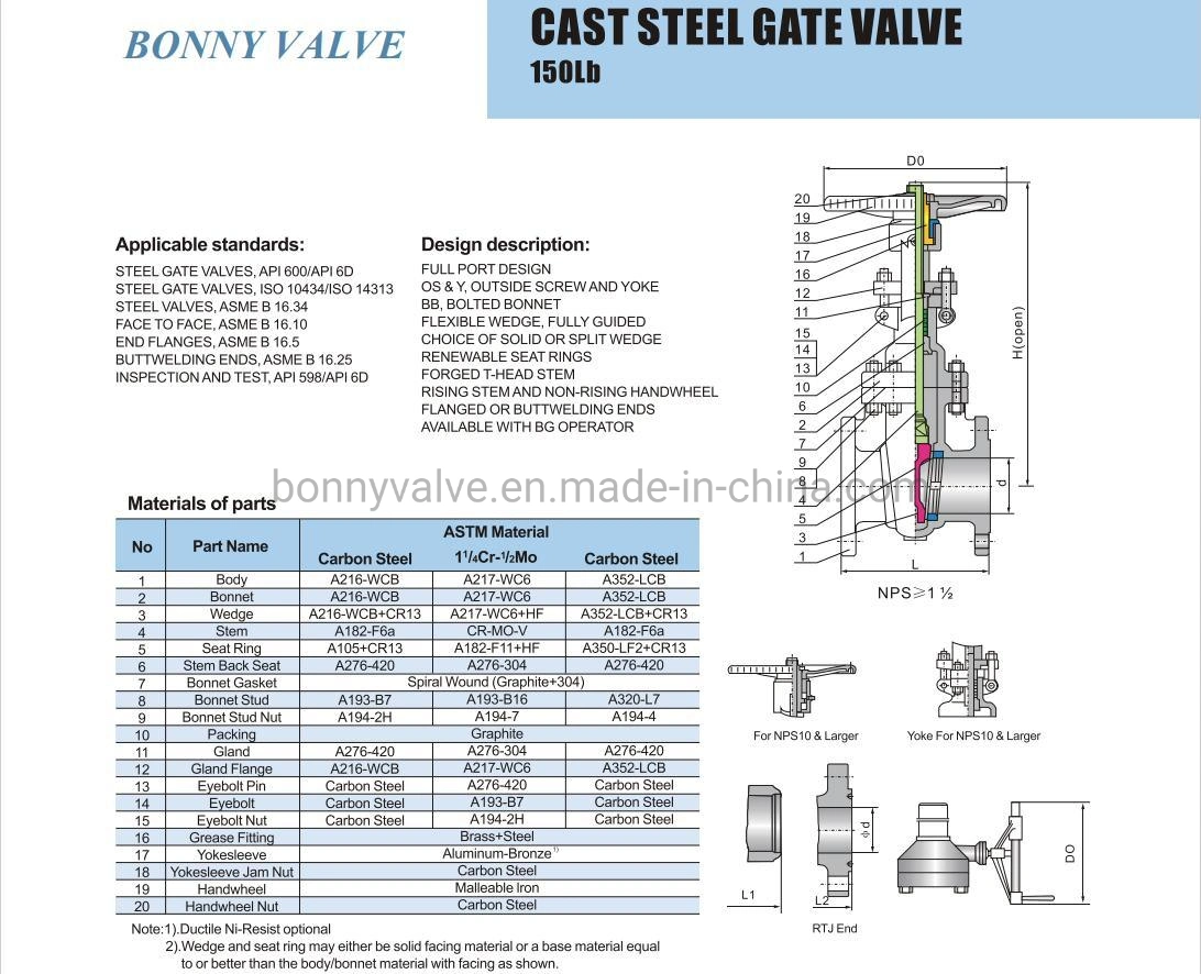 Ready to Ship ANSI B16.5 150 Flanged Stainless Steel Cast Steel Gate Valve