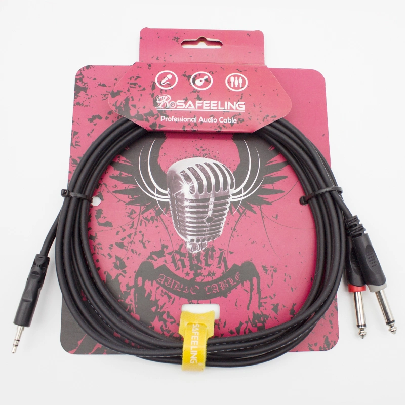 AV Interconnect Electric Control Cable with Audio Connector 3.5 Stereo to 2X6.35 Plug