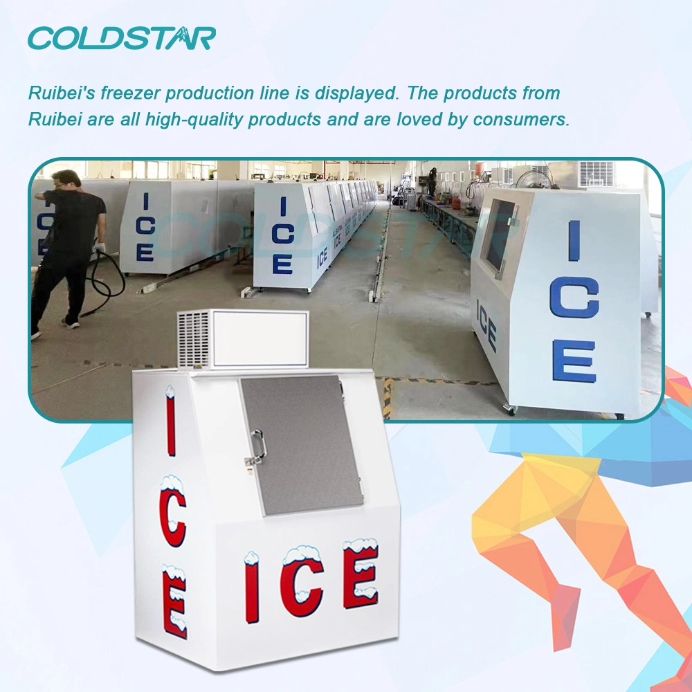 Bag Ice Storage Bin Indoor/Outdoor/Ice Merchandiser, Ice Shop Equipment with Slant Front - Auto Defrost